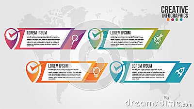 Infographic modern timeline design vector template for business with 4 steps or options illustrate a strategy. Vector Illustration