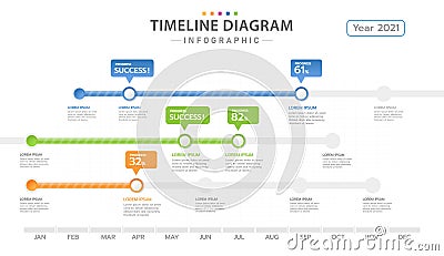 Infographic 12 Months modern Timeline diagram with project planner. Vector Illustration