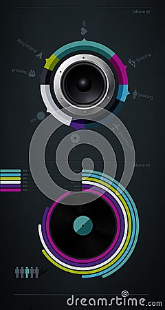 Infographic music elements with vinyl Vector Illustration