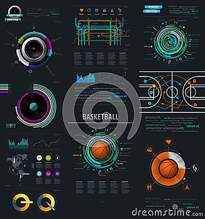 Infographic Music Elements with Vinyl and Speaker. Vector Illustration