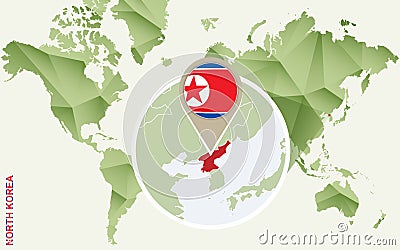 Infographic for North Korea, detailed map of North Korea with flag Vector Illustration