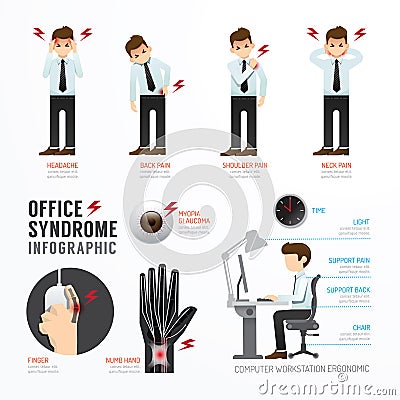 Infographic office syndrome Template Design . Concept Vector ill Vector Illustration