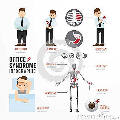 Infographic office syndrome Template Design . Concept Vector ill Vector Illustration