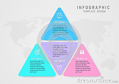 Infographic 4 Option Simple Triangular Templates Pastel color gray gradient background Vector Illustration