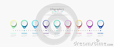 Infographic 9 options design elements for your business data. Vector Vector Illustration