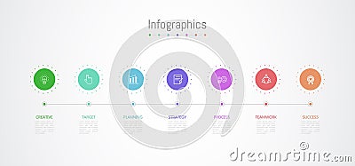 Infographic 7 options design elements for your business data. Vector Vector Illustration