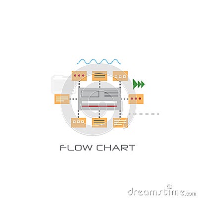 Infographic organization data flow chart concept line style white background Vector Illustration