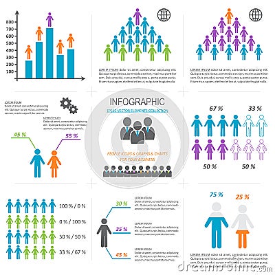 Infographic people icons collection Vector Illustration