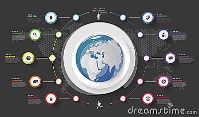 Infographic. Planet concept. Colorful circle with icons. Vector Vector Illustration