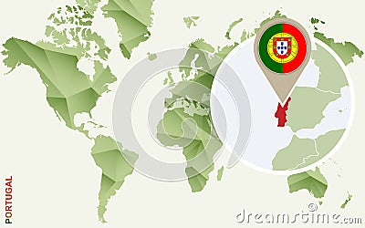 Infographic for Portugal, detailed map of Portugal with flag Vector Illustration