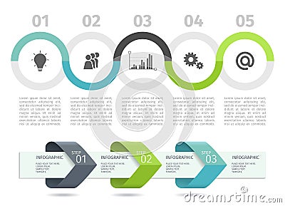 Infographic process chart and arrows with step up options. Vector template. Vector Illustration