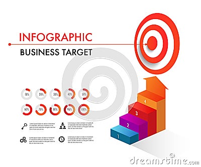 Infographic for project and planning template and percentage Vector Illustration