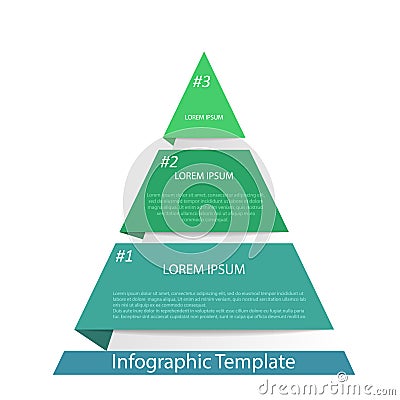 Infographic pyramid. The triangle diagram is divided into 3 parts Vector Illustration