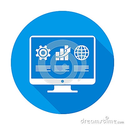 Infographic round flat in blue Vector Illustration