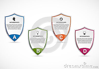 Infographic with security shield. Infographics for business presentations or information banner. Vector Illustration