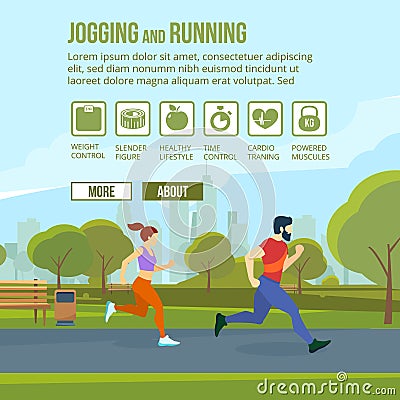 Infographic set with runners and training elements. Vector fitness man and woman Vector Illustration