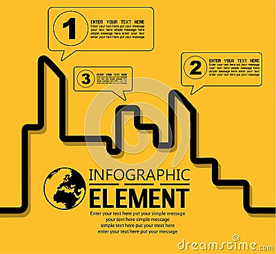 Infographic simple line style template with steps parts options city Vector Illustration