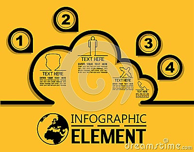 Infographic simple line style template with steps parts options cloud computing Vector Illustration
