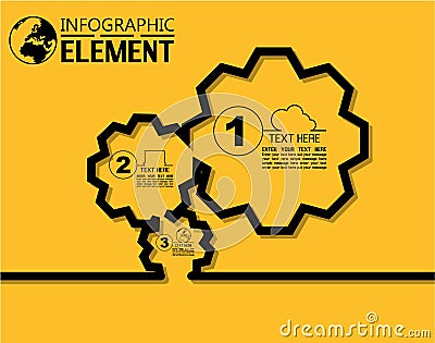 Infographic simple line style template with steps parts options gear Vector Illustration