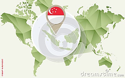 Infographic for Singapore, detailed map of Singapore with flag Vector Illustration