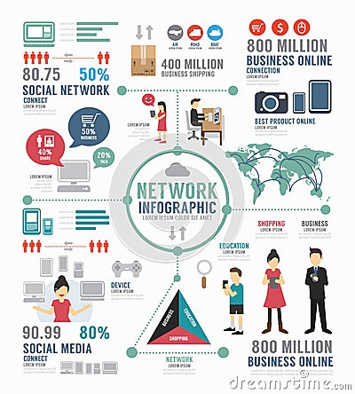 Infographic social network template design . concept vector. Vector Illustration