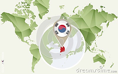 Infographic for South Korea, detailed map of South Korea with flag Vector Illustration