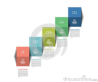 Infographic staircase step business vector design template, diagram, chart, timeline Cartoon Illustration