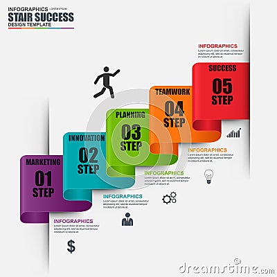 Infographic staircase step vector design template Vector Illustration