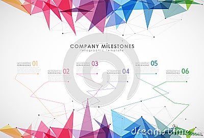 Infographic startup milestones timeline vector template. Vector Illustration