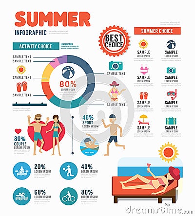 Infographic summer template design . concept vector illustration Vector Illustration