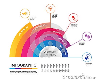 Infographic target 5 step timeline infographics Stock Photo
