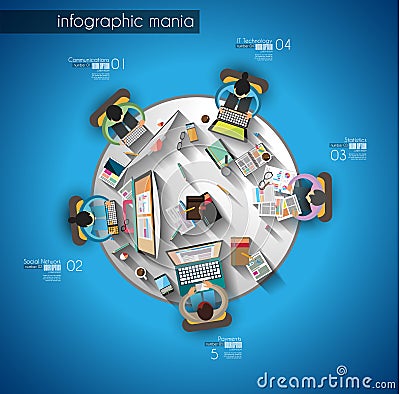 Infographic teamwork and brainsotrming with Flat style Vector Illustration