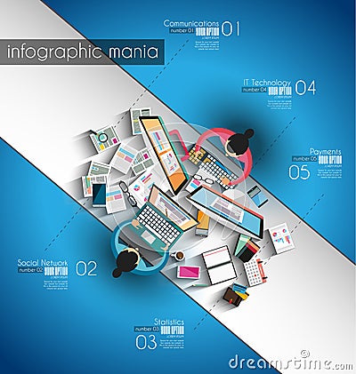 Infographic teamwork and brainsotrming with Flat style Vector Illustration