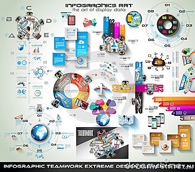 Infographic teamwork Mega Collection: brainstorming icons with Flat style. Vector Illustration