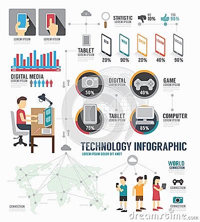 Infographic Technology digital template design . concept vector Vector Illustration