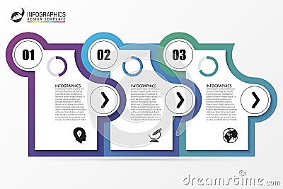 Infographic template. Business concept with 3 steps. Vector Vector Illustration