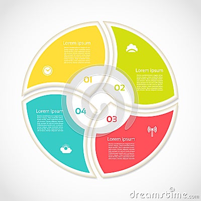 Infographic Template for Business. Four steps cycling diagram. Process diagram. Progress diagram. Vector infographic.Vector diagr Vector Illustration