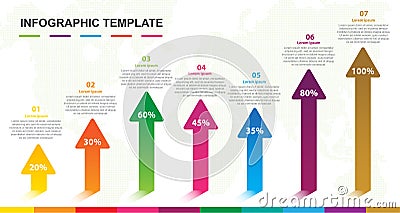 Infographic template for business. 5 Steps Modern Element with bar graph arrow Vector Illustration