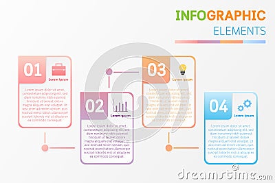 Infographic elements design with icons, number, text. Cartoon Illustration