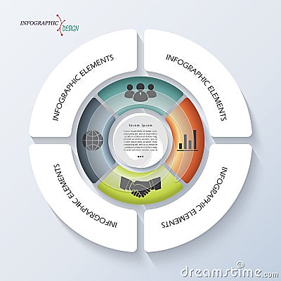 Infographic template with circle and four segments Vector Illustration