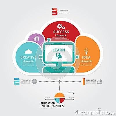 Infographic Template with Cloud jigsaw banner . concept vector . Vector Illustration