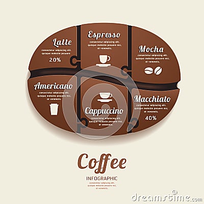 Infographic Template with Coffee Bean Jigsaw banner . concept. Vector Illustration