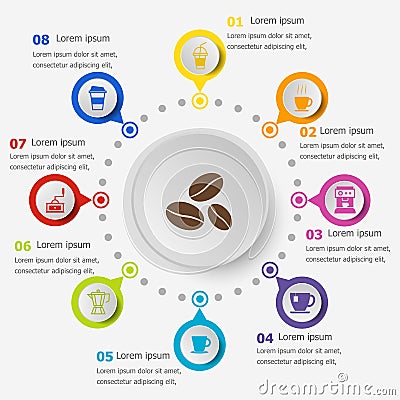 Infographic template with coffee icons Vector Illustration