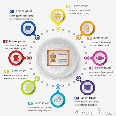 Infographic template with college icons Vector Illustration