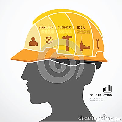 Infographic Template with construction concept jigsaw banner . v Vector Illustration