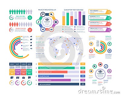 Infographic template. Financial investment graphs, column chart organization flowchart. Presentation infographics vector Vector Illustration