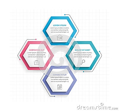 Four Hexagons Vector Illustration