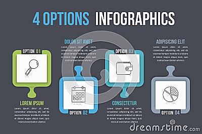 Infographic Template with Four Options Vector Illustration