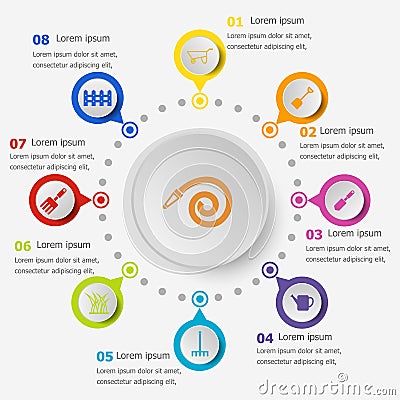 Infographic template with gardening icons Vector Illustration