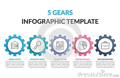 Infographic Template with Gears Vector Illustration